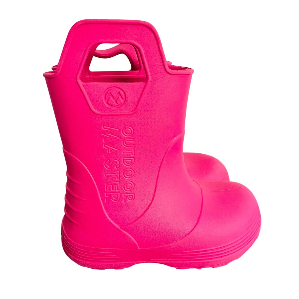 OutdoorMaster Rain Boots Pink Easy-On Handles Kids Size 9 Waterproof Gorpcore